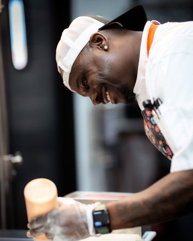 Chef Montrale Hill in the kitchen