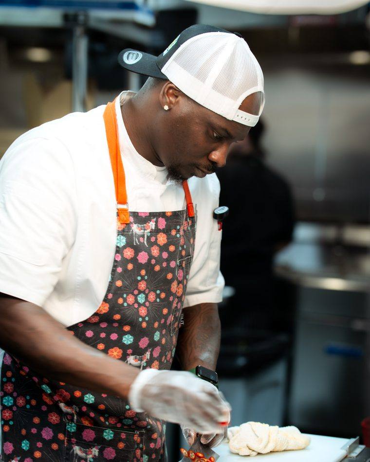 Chef Montrale Hill in the kitchen